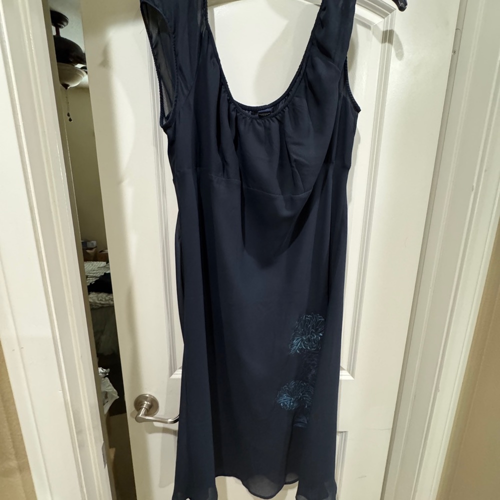 Lane Bryant Navy Blue Dress with Floral Accents